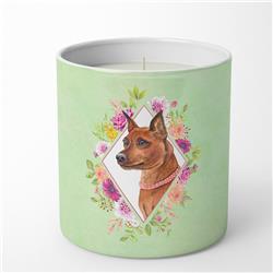 10 oz Miniature Pinscher Green Flowers Decorative Soy Candle