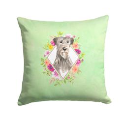 Picture of Carolines Treasures CK4391PW1414 14 x 3 x 14 in. Irish Wolfhound Green Flowers Fabric Decorative Pillow