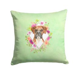 14 x 3 x 14 in. Boxer Green Flowers Fabric Decorative Pillow