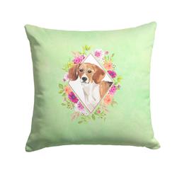 14 x 3 x 14 in. Beagle Green Flowers Fabric Decorative Pillow