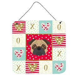 6 x 6 in. Pug Love Wall or Door Hanging Prints