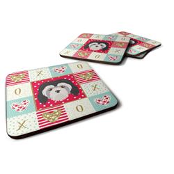 CK5216FC 3.5 x 3.5 in. Lowchen Little Lion Dog Love Foam Coaster - Set of 4