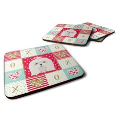 3.5 x 3.5 in. Maltese Love Foam Coaster - Set of 4
