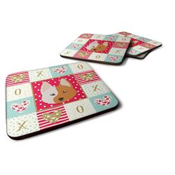 3.5 x 3.5 in. Nordic Spitz Love Foam Coaster - Set of 4