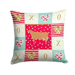 14 x 3 x 14 in. Jersey Cow Love Fabric Decorative Pillow
