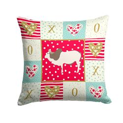 14 x 3 x 14 in. Malvi Cow Love Fabric Decorative Pillow