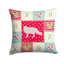 14 x 3 x 14 in. White Arctic Fox Love Fabric Decorative Pillow