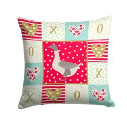14 x 3 x 14 in. Buff Grey Back Goose Love Fabric Decorative Pillow