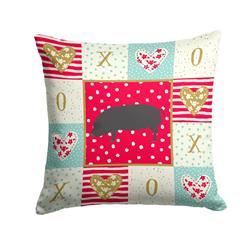 14 x 3 x 14 in. Devon Large Black Pig Love Fabric Decorative Pillow