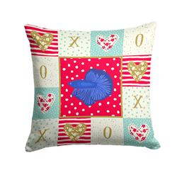14 x 3 x 14 in. Delta Tail Betta Fish Love Fabric Decorative Pillow