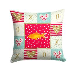 14 x 3 x 14 in. Goldfish Common Love Fabric Decorative Pillow