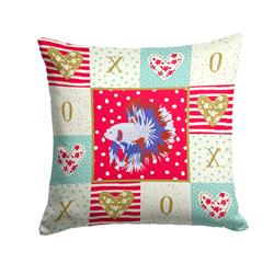 14 x 3 x 14 in. Comb Tail Betta Love Fabric Decorative Pillow