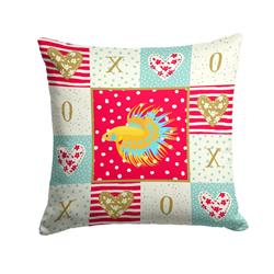14 x 3 x 14 in. Crown Tail Betta Love Fabric Decorative Pillow