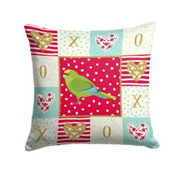 Picture of Carolines Treasures CK5524PW1414 14 x 3 x 14 in. New Zealand Parakeet Love Fabric Decorative Pillow