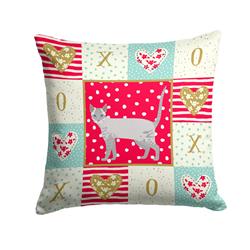 Picture of Carolines Treasures CK5661PW1414 14 x 3 x 14 in. Ojos Azules Cat Love Fabric Decorative Pillow