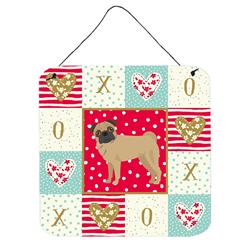 6 x 6 in. Pug Love Wall or Door Hanging Prints