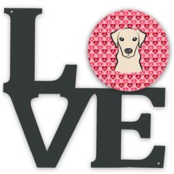 11.5 x 11.75 in. Yellow Labrador Metal Artwork Love Wall Decor