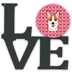 11.5 x 11.75 in. Red Corgi Metal Artwork Love Wall Decor