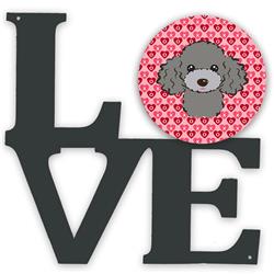BB5329WALV 11.5 x 11.75 in. Silver Gray Poodle Metal Artwork Love Wall Decor