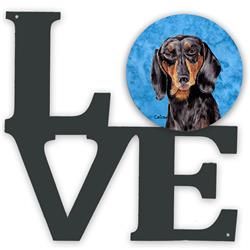 SC9139BUWALV 11.5 x 11.75 in. Blue Dachshund Metal Artwork Love Wall Decor