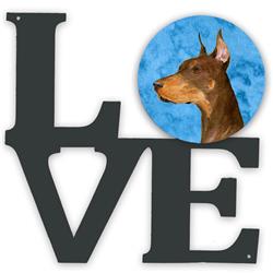 11.5 x 11.75 in. Blue Doberman Metal Artwork Love Wall Decor