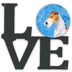 11.5 x 11.75 in. Blue Wire Fox Terrier Metal Artwork Love Wall Decor