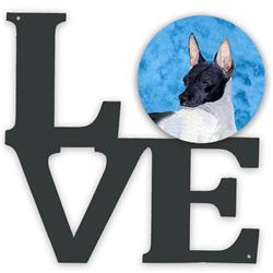11.5 x 11.75 in. Blue Rat Terrier Metal Artwork Love Wall Decor