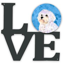 11.5 x 11.75 in. Blue Maltese Metal Artwork Love Wall Decor