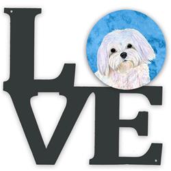 11.5 x 11.75 in. Blue Maltese Metal Artwork Love Wall Decor