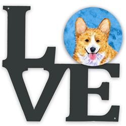 11.5 x 11.75 in. Blue Corgi Metal Artwork Love Wall Decor