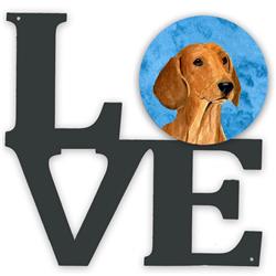 11.5 x 11.75 in. Blue Red Smooth Dachshund Metal Artwork Love Wall Decor