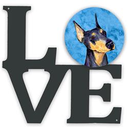 11.5 x 11.75 in. Blue Doberman Metal Artwork Love Wall Decor