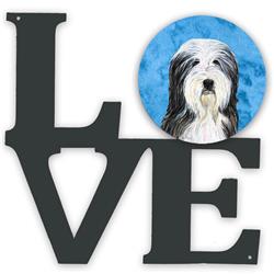 11.5 x 11.75 in. Blue Bearded Collie Metal Artwork Love Wall Decor