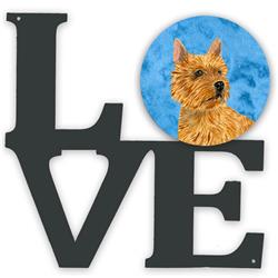 11.5 x 11.75 in. Blue Norwich Terrier Metal Artwork Love Wall Decor