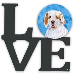 11.5 x 11.75 in. Blue Clumber Spaniel Metal Artwork Love Wall Decor