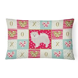 Picture of Carolines Treasures CK5850PW1216 12 x 3 x 16 in. Japanese Spitz Love Canvas Fabric Decorative Pillow