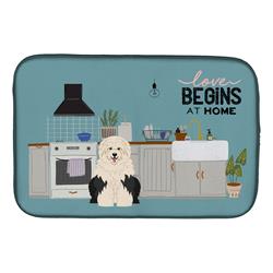 CK7800DDM 14 x 21 in. Old English Sheepdog Kitchen Scene Dish Drying Mat