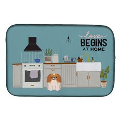 14 x 21 in. Red White Pekingese Kitchen Scene Dish Drying Mat