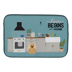 14 x 21 in. Fawn Sable Pekingese Kitchen Scene Dish Drying Mat