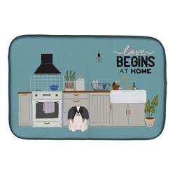 14 x 21 in. Black White Pekingese Kitchen Scene Dish Drying Mat