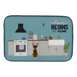 14 x 21 in. English Toy Terrier Kitchen Scene Dish Drying Mat