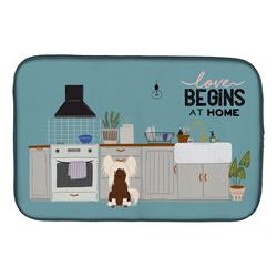 14 x 21 in. Cream Chinese Crested Kitchen Scene Dish Drying Mat