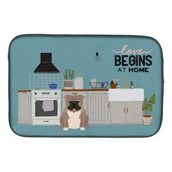 14 x 21 in. Grey Brindle English Bulldog Kitchen Scene Dish Drying Mat