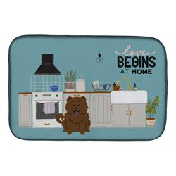 14 x 21 in. Chocolate Chow Chow Kitchen Scene Dish Drying Mat