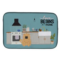 14 x 21 in. Cream Chow Chow Kitchen Scene Dish Drying Mat