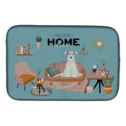 14 x 21 in. White Miniature Schnauzer Sweet Home Dish Drying Mat