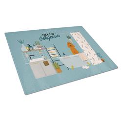 Irish Setter in Bathtub Glass Cutting Board - Large