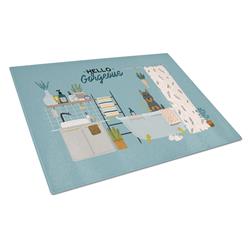Beauce Shepherd Dog in Bathtub Glass Cutting Board - Large