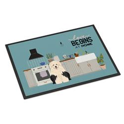 CK7800MAT 18 x 27 in. Old English Sheepdog Kitchen Scene Indoor or Outdoor Mat