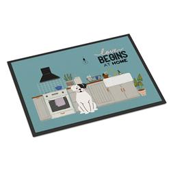 18 x 27 in. White Boxer Kitchen Scene Indoor or Outdoor Mat